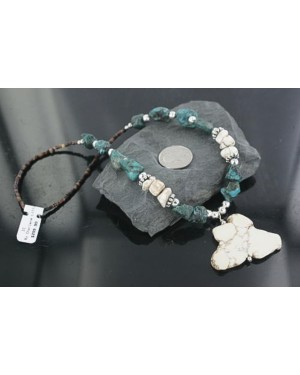 Certified Authentic Navajo .925 Sterling Silver Natural and WHITE Turquoise Native American Necklace 390670249608