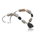 Certified Authentic Navajo .925 Sterling Silver Natural Black Onyx and Agate Native American Necklace 15455-11