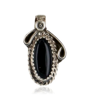 Certified Authentic Navajo .925 Sterling Silver Natural Black Onyx Native American Necklace 16088-2
