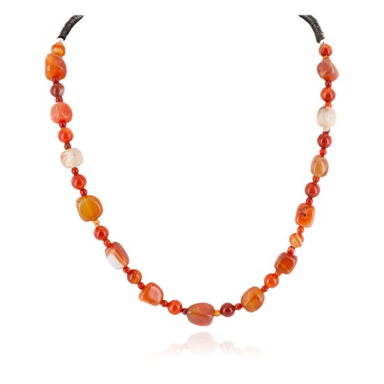 Certified Authentic Navajo .925 Sterling Silver Natural Carnelian Heishi Native American Necklace 25310-3