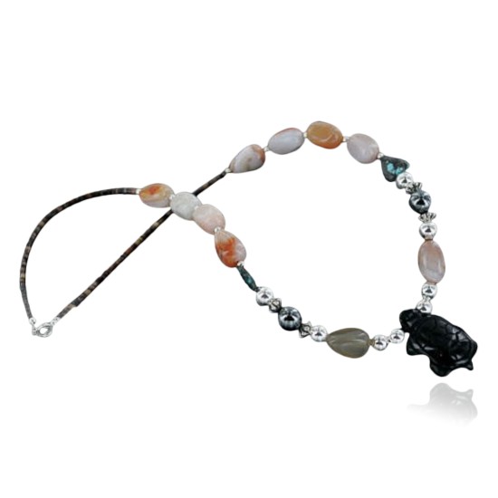Certified Authentic Navajo .925 Sterling Silver Natural Carnelian Native American Necklace 15432-9