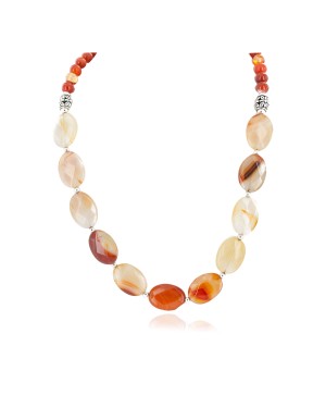 Certified Authentic Navajo .925 Sterling Silver Natural Carnelian Native American Necklace 25286-3