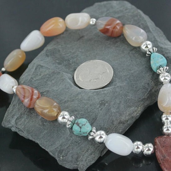 Certified Authentic Navajo .925 Sterling Silver Natural Carnelian Turquoise Jasper Native American Necklace 15765-10 Certified Authentic Navajo .925 Sterling Silver Natural Carnelian Turquoise Jasper Native American Necklace 15765-10