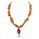 Navajo .925 Sterling Silver Natural Carnelian Turquoise Jasper Necklace 15800-32