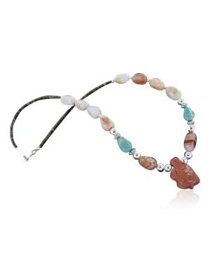 Certified Authentic Navajo .925 Sterling Silver Natural Carnelian Turquoise Native American Necklace 390671926908