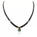Navajo .925 Sterling Silver Natural Dark Graduated Melon Shell Turquoise Drop Native American Necklace 15778-33