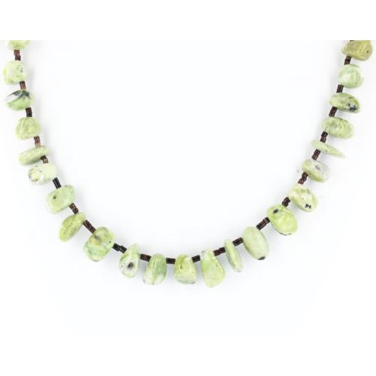 Certified Authentic Navajo .925 Sterling Silver Natural Gaspeite and Traditional Heishi Native American Necklace 390825983413