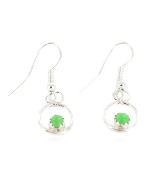 Certified Authentic Navajo .925 Sterling Silver Natural Gaspeite Native American Dangle Earrings 27226-3