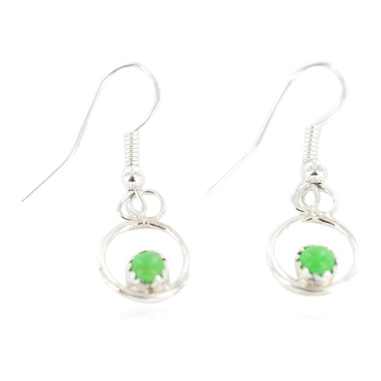 Certified Authentic Navajo .925 Sterling Silver Natural Gaspeite Native American Dangle Earrings 27226-3