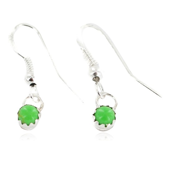 Certified Authentic Navajo .925 Sterling Silver Natural Gaspeite Native American Dangle Earrings 27233-3