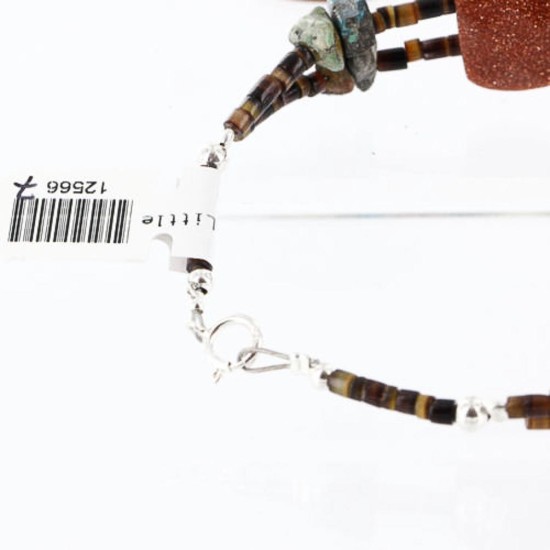 Certified Authentic Navajo .925 Sterling Silver Natural GoldStone and SPIDER WEB Turquoise Native American Bracelet 370999821149