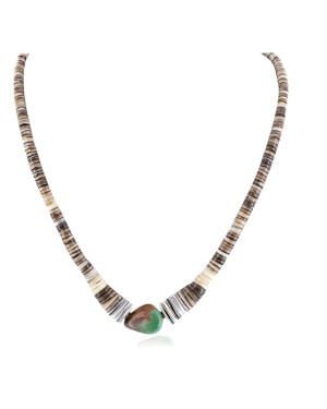 Certified Authentic Navajo .925 Sterling Silver Natural Graduated Heishi Turquoise Native American Necklace 7501008-710