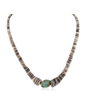 Certified Authentic Navajo .925 Sterling Silver Natural Graduated Heishi Turquoise Native American Necklace 7501008-717