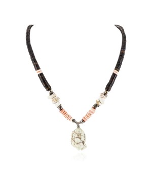 Certified Authentic Navajo .925 Sterling Silver Natural Graduated Heishi White Howlite Native American Necklace 15364-53