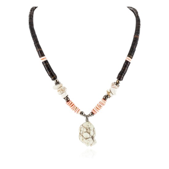 Certified Authentic Navajo .925 Sterling Silver Natural Graduated Heishi White Howlite Native American Necklace 15364-53