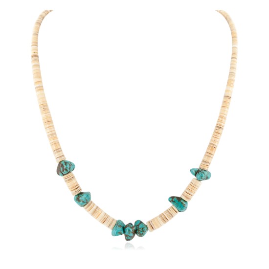 Certified Authentic Navajo .925 Sterling Silver Natural Graduated Melon Shell Native American Necklace 15364-32