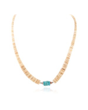 Certified Authentic Navajo .925 Sterling Silver Natural Graduated Melon Shell Native American Necklace 17081-4