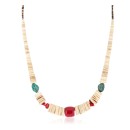 Navajo .925 Sterling Silver Natural Graduated Melon Shell Turquoise Coral Native American Necklace 16080-3