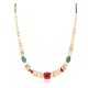 Certified Authentic Navajo .925 Sterling Silver Natural Graduated Melon Shell Turquoise Coral Native American Necklace 16080-3
