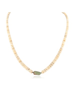 Certified Authentic Navajo .925 Sterling Silver Natural Graduated Melon Shell Turquoise Native American Necklace 15213-45