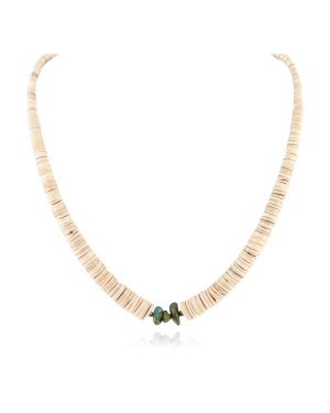 Certified Authentic Navajo .925 Sterling Silver Natural Graduated Melon Shell Turquoise Native American Necklace 15562-57