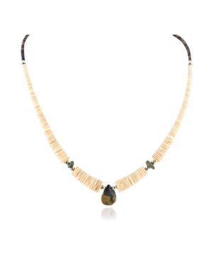 Certified Authentic Navajo .925 Sterling Silver Natural Graduated Melon Shell Turquoise Native American Necklace 17084-30