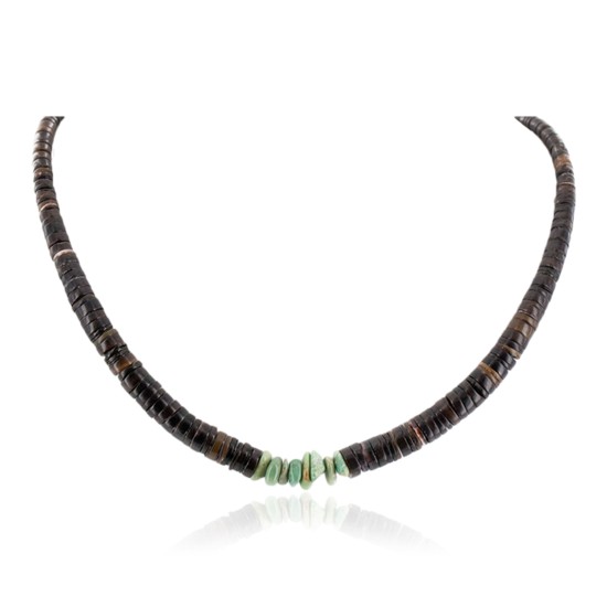 Certified Authentic Navajo .925 Sterling Silver Natural Graduated Shell and Turquoise Native American Necklace 15804-12