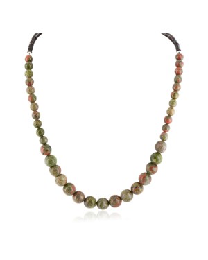 Certified Authentic Navajo .925 Sterling Silver Natural Green Jasper Heishi Native American Necklace  25306-11