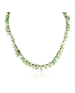 Certified Authentic Navajo .925 Sterling Silver Natural Green Jasper Native American Necklace 15432-5