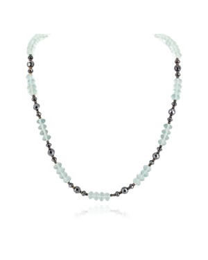 Certified Authentic Navajo .925 Sterling Silver Natural Hematite and Blue Quartz Native American Necklace 15388-1