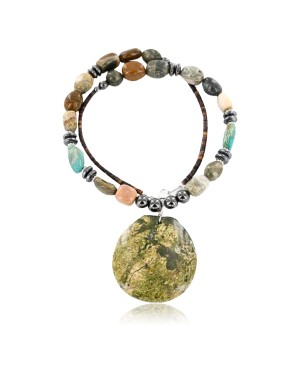 Certified Authentic Navajo .925 Sterling Silver Natural Hematite Turquoise Jasper Native American Necklace 390841452439
