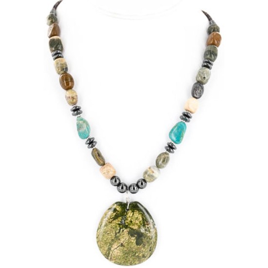 Certified Authentic Navajo .925 Sterling Silver Natural Hematite Turquoise Jasper Native American Necklace 390841452439