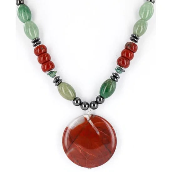 Navajo .925 Sterling Silver Natural Jade, Jasper and Turquoise Necklace 15624-5 Navajo .925 Sterling Silver Natural Jade, Jasper and Turquoise Necklace 15624-5
