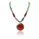 Navajo .925 Sterling Silver Natural Jade, Jasper and Turquoise Necklace 15624-5