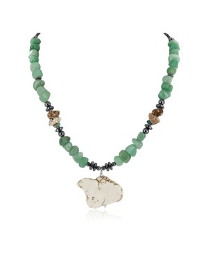 Certified Authentic Navajo .925 Sterling Silver Natural Jade Turquoise Hematite Native American Necklace  750199-2