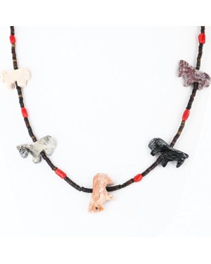 Certified Authentic Navajo .925 Sterling Silver Natural Jasper and Coral Native American Necklace 370996869002