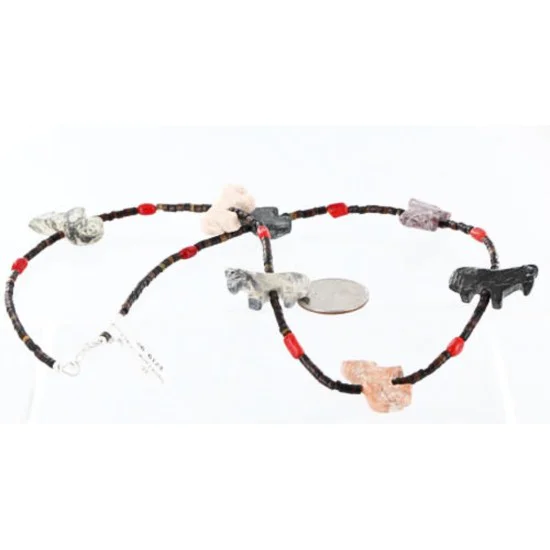 Navajo .925 Sterling Silver Natural Jasper and Coral Native American Necklace 370996869002 Navajo .925 Sterling Silver Natural Jasper and Coral Native American Necklace 370996869002