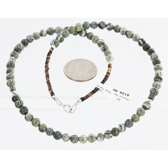 Certified Authentic Navajo .925 Sterling Silver Natural JASPER HEMATITE Native American Necklace 15963-2