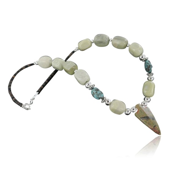 Certified Authentic Navajo .925 Sterling Silver Natural Jasper Turquoise Native American Necklace 390683528238