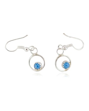 Certified Authentic Navajo .925 Sterling Silver Natural Lapis Dangle Native American Earrings 27226-2