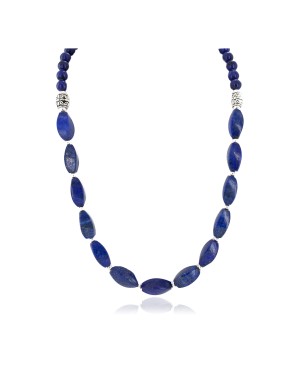 Certified Authentic Navajo .925 Sterling Silver Natural Lapis Lazuli Native American Necklace 25286-5