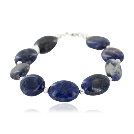 Certified Authentic Navajo .925 Sterling Silver Natural Lapis Native American Bracelet 12894-1 Certified Authentic Navajo .925 Sterling Silver Natural Lapis Native American Bracelet 12894-1