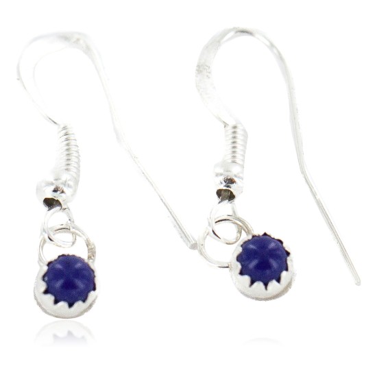 Certified Authentic Navajo .925 Sterling Silver Natural Lapis Native American Dangle Earrings 27233-6