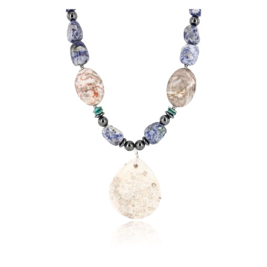 Certified Authentic Navajo .925 Sterling Silver Natural Lapis Turquoise Jasper Native American Necklace 15897-12 Certified Authentic Navajo .925 Sterling Silver Natural Lapis Turquoise Jasper Native American Necklace 15897-12