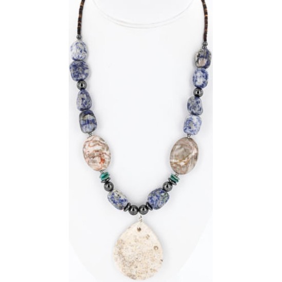 Certified Authentic Navajo .925 Sterling Silver Natural Lapis Turquoise Jasper Native American Necklace 15897-12 Certified Authentic Navajo .925 Sterling Silver Natural Lapis Turquoise Jasper Native American Necklace 15897-12