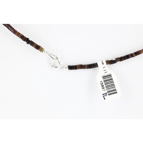 Certified Authentic Navajo .925 Sterling Silver Natural Lapis Turquoise Jasper Native American Necklace 15897-12 Certified Authentic Navajo .925 Sterling Silver Natural Lapis Turquoise Jasper Native American Necklace 15897-12