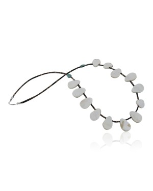 Certified Authentic Navajo .925 Sterling Silver Natural Mother Of Pearl Heishi Native American Necklace 15215-13