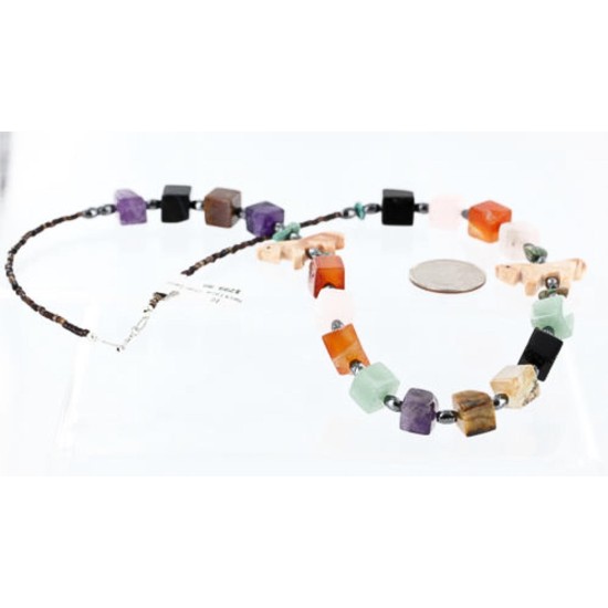 Certified Authentic Navajo .925 Sterling Silver Natural Multicolor Native American Necklace 370995413503