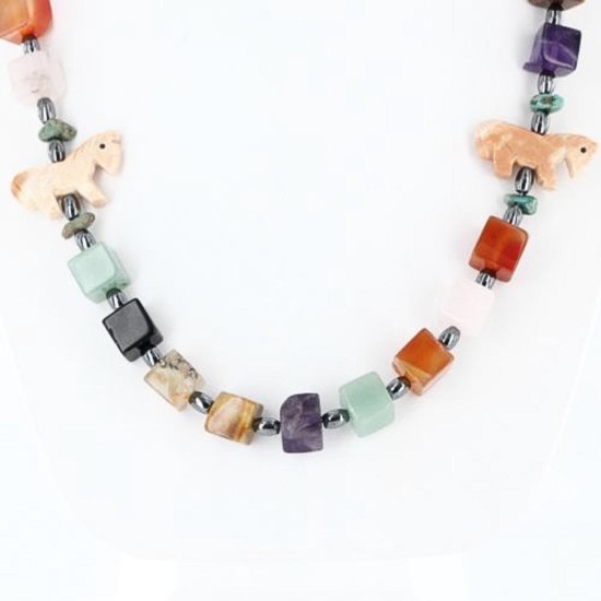 Certified Authentic Navajo .925 Sterling Silver Natural Multicolor Native American Necklace 370995413503