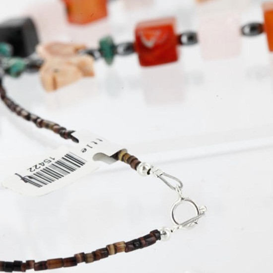 Certified Authentic Navajo .925 Sterling Silver Natural Multicolor Native American Necklace 370995413503